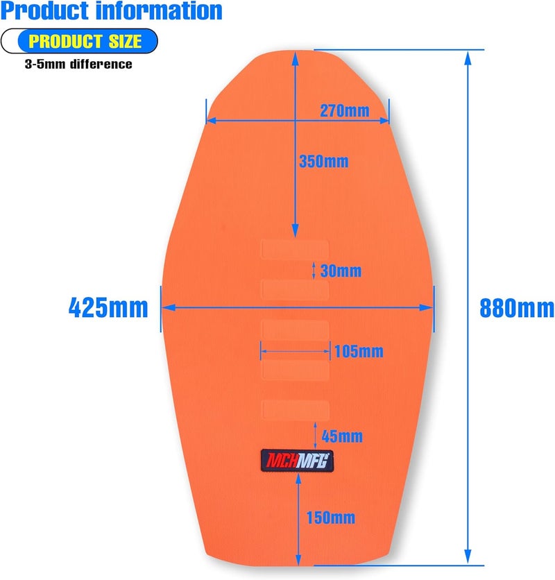 MCHMFG Universal Gripper Soft Seat Cover for All Bike Dirt Motorcycle MX Cross Enduro (Orange) - Image 4